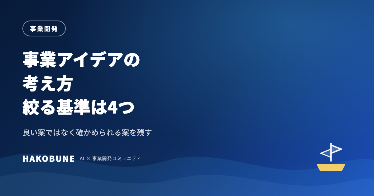 事業アイデアの考え方と、出した案を絞る4つの基準