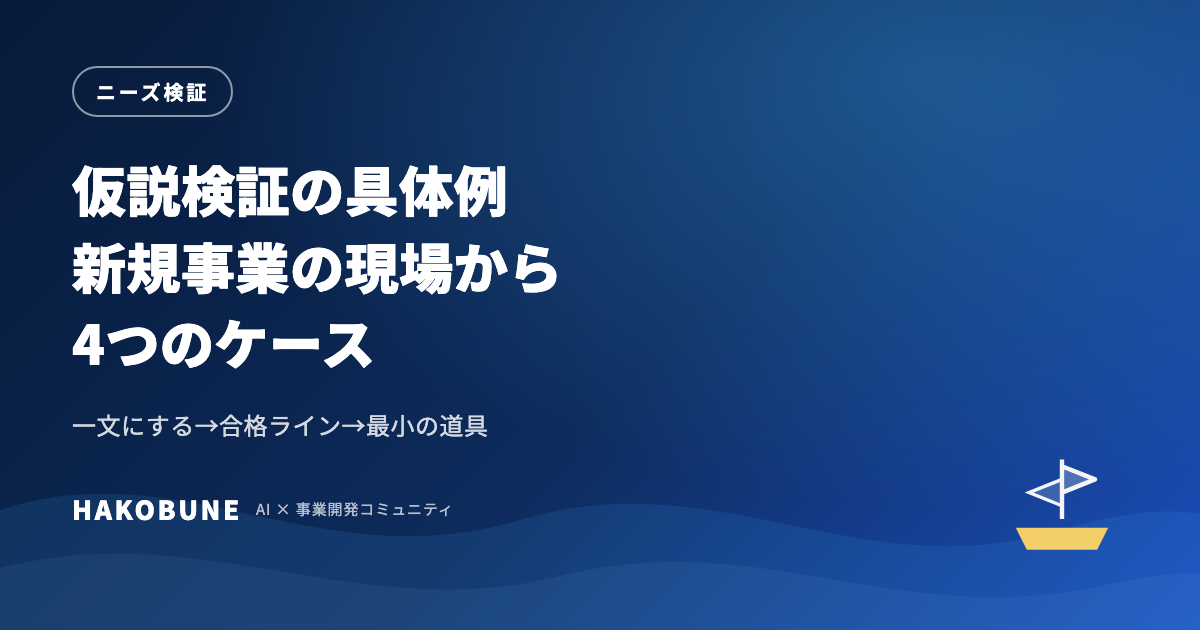 仮説検証の具体例。新規事業の現場で走った4つの型と合格ラインの置き方
