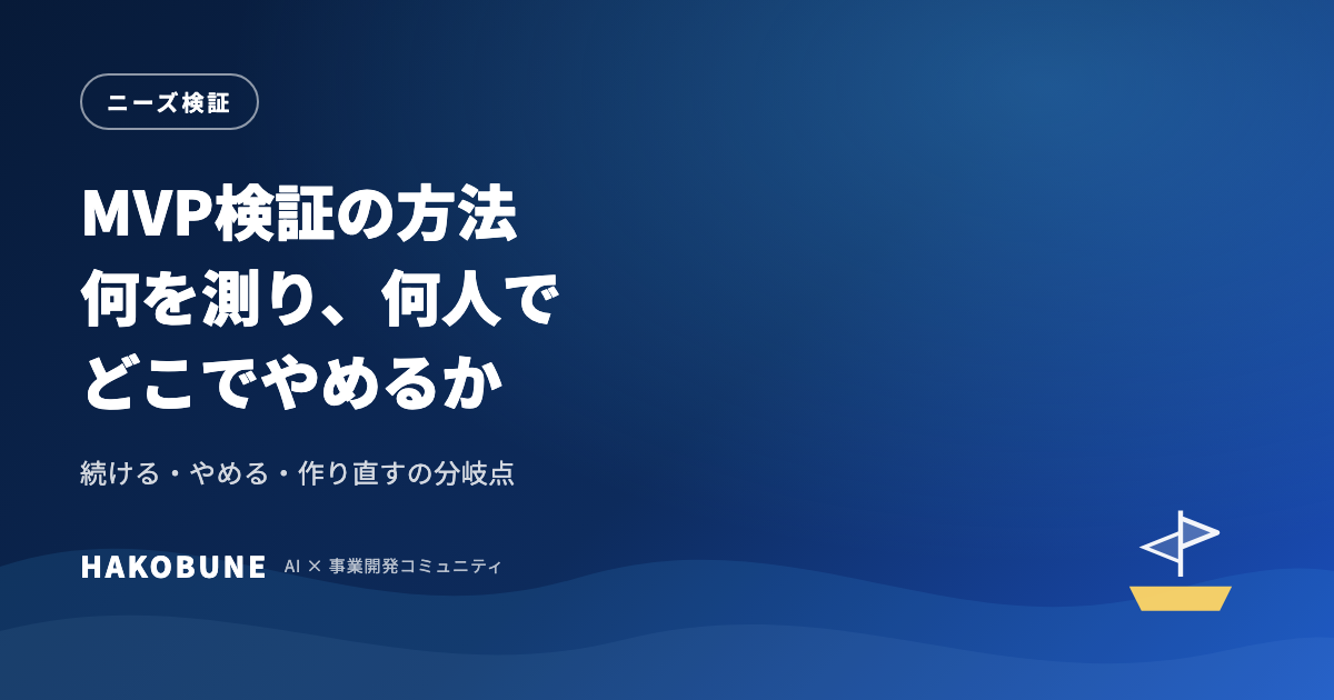 MVP検証の方法｜何を測り、何人で判断し、どこでやめるか