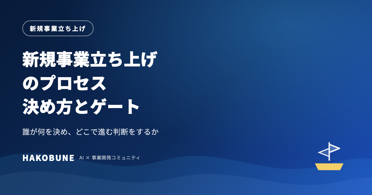 新規事業立ち上げのプロセス。誰が何を決め、どこにゲートを置くか