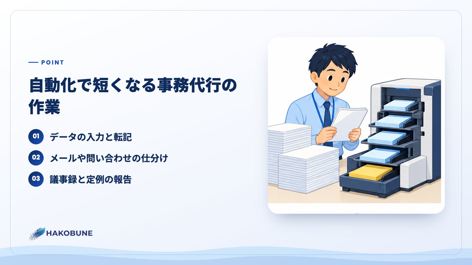 自動化で短くなる事務代行の作業