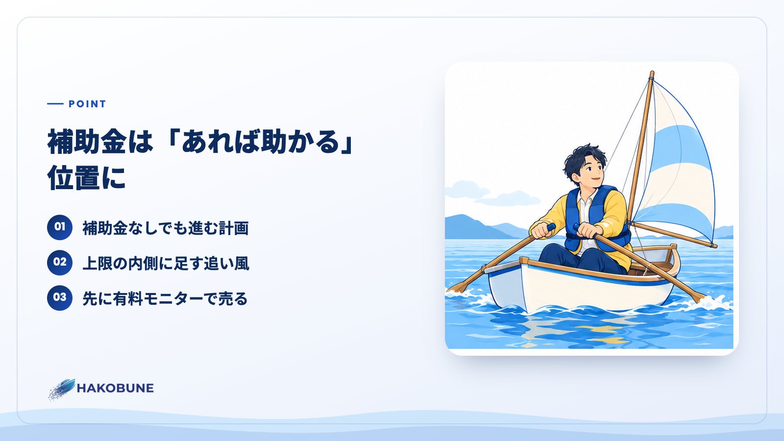 補助金は「あれば助かる」位置に