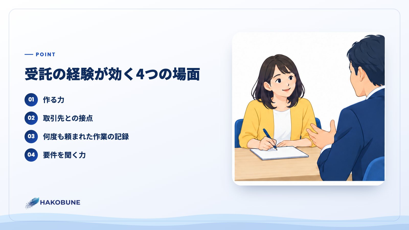 受託の経験が効く4つの場面