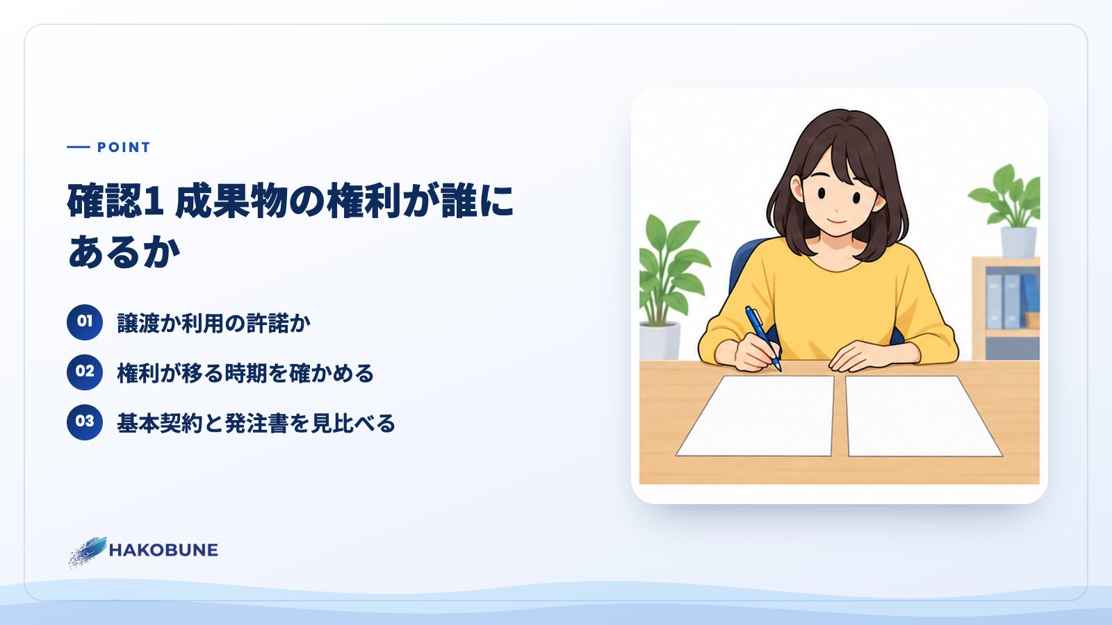 確認1 成果物の権利が誰にあるか