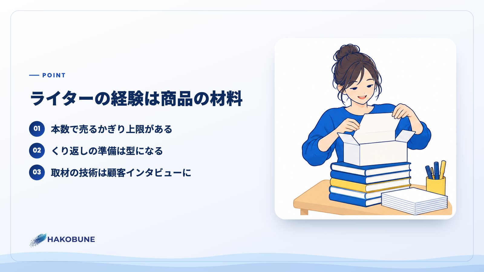 ライターの経験は商品の材料