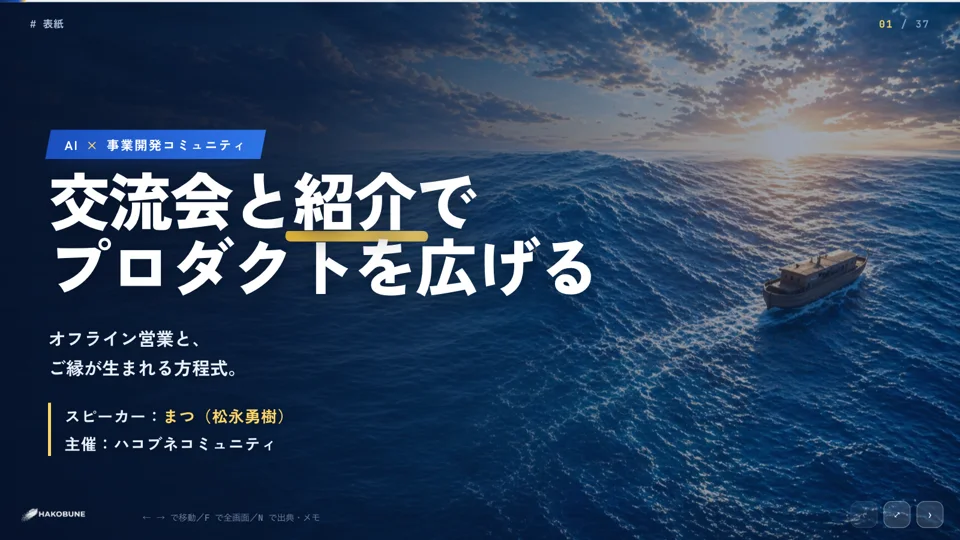 オンライン交流会営業セミナーのスライドの表紙
