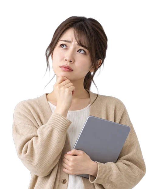 タブレットを持って考え込む、Web制作者